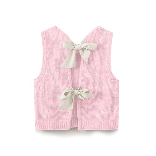 Häkelweste für Damen, Grobstrick-Weste, ärmellos, mit Fliege, V-Ausschnitt, Weste mit Taschen, Y2k Streetwear, B-Rosa, M Häkelweste für Damen, Grobstrick-Weste, ärmellos, mit Fliege, V-Ausschnitt, Weste mit Taschen, Y2k Streetwear, B-Rosa, M von Yoisdtxc