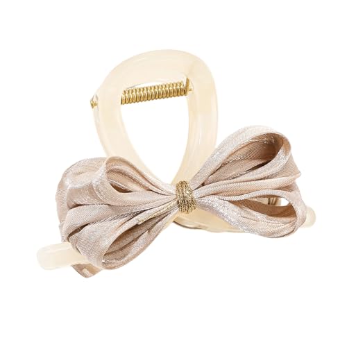 Dekorative Haarspange aus Satin, Schleife, Dekor, Haarklammer für Damen, starker Griff, Haarnadel mit Schleifen-Design, Hinterkopf, Haarspange, Haarschmuck, Beige von Yokawe