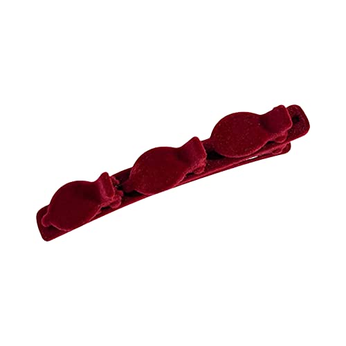 Geflochtene Haarspangen im koreanischen Stil für Frauen, Side Bang Clip Beflockung Doppelschicht Haarnadel Haarspange Haarschmuck Weinrot von Yokawe