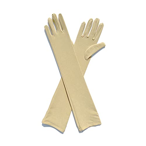 Yokawe 1 Paar Lange Handschuhe Milchseide Frauen Tanzen Cosplay Lange Handschuhe Party Vollfingerhandschuhe Opernhandschuh Beige von Yokawe