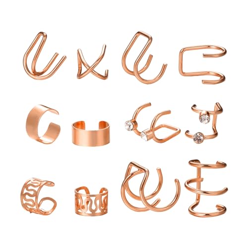 Yokawe Manschette Ohrringe für Frauen Ohrmanschetten Ohrringe Ohne Piercing Ohrringe Clip Edler Schmuck für Frauen Teenager Mädchen Geschenke Roségold, roségold, Ins Style von Yokawe