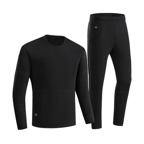 Yokbeer Beheiztes Unterwäsche Set, 22 Heizzonen, 3 Temperaturregelung, Elektrische USB Heizung, Thermo Unterwäsche, Beheizbare Thermo Unterteile (Color : Men's Black, Size : 4XL) von Yokbeer