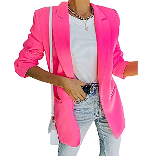 Yokbeer Cardigan Blazer Damen Elegant Tailliert Business Anzug Einfarbig Female Blazer Casual Lang Anzugjacke mit Tasche Revers Damenblazer Frühjahr Herbst Kurzblazer Basic Langarmshirt Damenjacke von Yokbeer