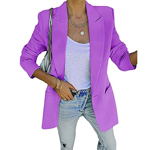 Yokbeer Cardigan Blazer Damen Elegant Tailliert Business Anzug Einfarbig Female Blazer Casual Lang Anzugjacke mit Tasche Revers Damenblazer Frühjahr Herbst Kurzblazer Basic Langarmshirt Damenjacke von Yokbeer