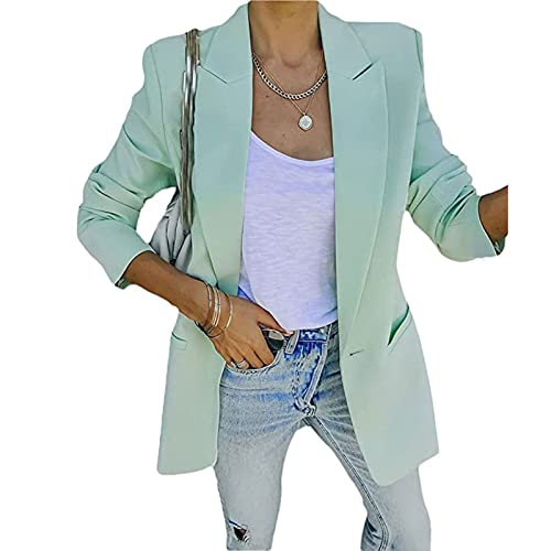 Yokbeer Cardigan Blazer Damen Elegant Tailliert Business Anzug Einfarbig Female Blazer Casual Lang Anzugjacke mit Tasche Revers Damenblazer Frühjahr Herbst Kurzblazer Basic Langarmshirt Damenjacke von Yokbeer