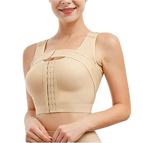 Yokbeer Damen Sport-BH Nach Operationen,Postoperativer Halt Sport BH Vorderverschluss mit Bruststütze, Ohne Bügel BH für Damen (Color : B-beige, Size : S) von Yokbeer