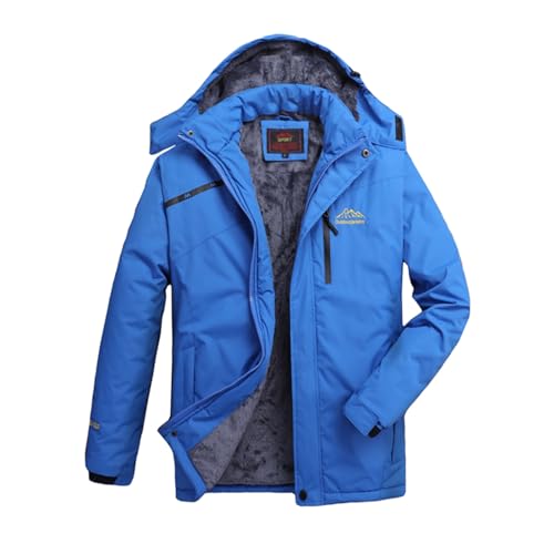 Yokbeer Herren Damen Jacke Teddyfell Gefüttert Oberteil mit Abnehmbare Kapuze Radfahren Warmer Mantel Windbreaker Regenmantel Outdoor Bergsteigen Wandern Regenjacken Fleecejacke (Color : Men-Blue, S von Yokbeer