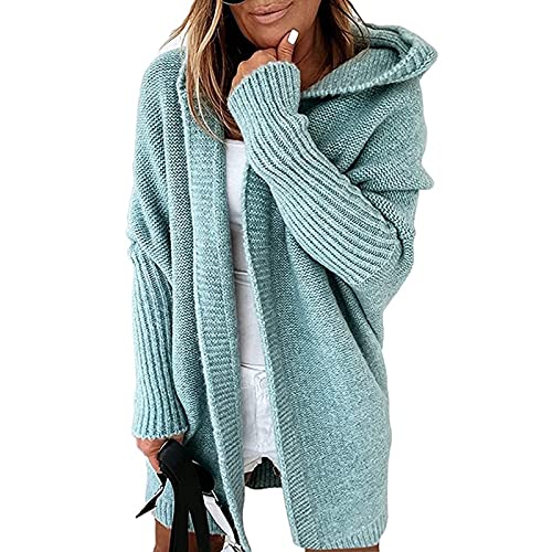 Yokbeer Strickjacke Damen Grobstrick-Cardigan Lang Winter Grobstrickjacke Strickmantel mit Kapuze Strickcardigan Offener Strickjacken-Longstrickjacke GroßE GrößEn ÜBergangsjacke Wintermäntel von Yokbeer