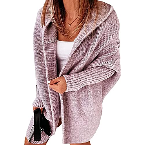 Yokbeer Strickjacke Damen Grobstrick-Cardigan Lang Winter Grobstrickjacke Strickmantel mit Kapuze Strickcardigan Offener Strickjacken-Longstrickjacke GroßE GrößEn ÜBergangsjacke Wintermäntel von Yokbeer