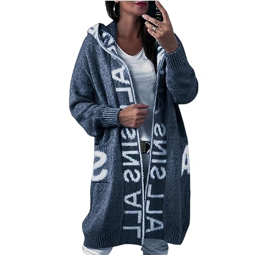 Yokbeer Strickjacke Damen Langarm Knitting Cardigan Sweater Coat Damen Pullover Grobstrick Strickmantel, Herbst und Winter ÜBergangsjacke Strickcardigan (Color : Gray, Size : L) von Yokbeer