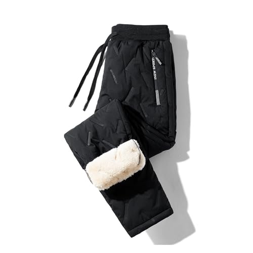 Yokbeer Verdickte Lässige Warme Fleece Jogginghose, Herren Wintermänner Jogginghose, Winter Warme Freizeithose Lounge Baumwollhose mit Taschen (Color : Black B, Size : 6XL) von Yokbeer