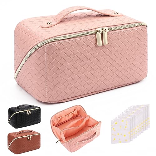 Kosmetiktasche Reisetasche Kulturtasche Damen: PU Kunstleder Make Up Tasche Rosa Kosmetik Organizer - Wasserdichter Reise Schminktasche Groß Reisetaschen - Multifunktionale Make Up Bag von Yokilly