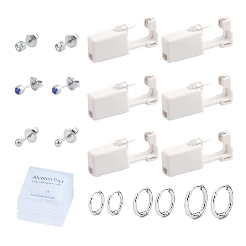 Yokimico 6 Stück Ohrlochstechpistole, Einweg-Ohr-Piercingpistole mit Ohrsteckern, Sterile Einweg-Ohr-und Nasenpiercing-Pistole, für Mädchen, Damen und Herren Yokimico 6 Stück Ohrlochstechpistole, Einweg-Ohr-Piercingpistole mit Ohrsteckern, Sterile Einweg-Ohr-und Nasenpiercing-Pistole, für Mädchen, Damen und Herren von Yokimico