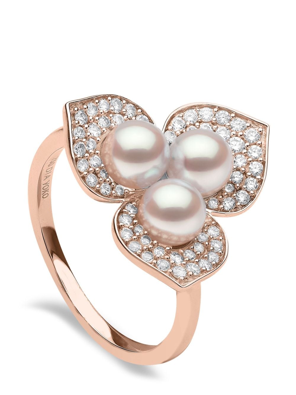 Yoko London 18kt Petal Rotgoldring mit Perlen und Diamanten - Rosa von Yoko London