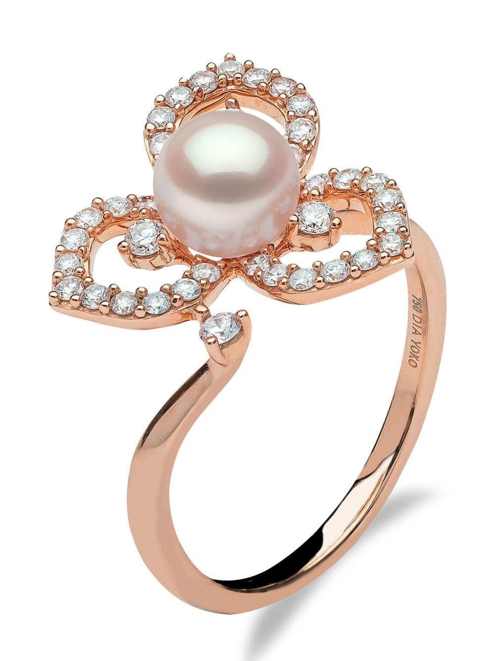 Yoko London 18kt Sleek Rotgoldring mit Akoya-Perle und Diamanten - Rosa von Yoko London