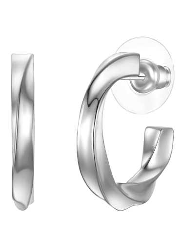 Yokoamii Damen Creolen Metall-Legierung Silber-Optik Modeschmuckcreolen von Yokoamii
