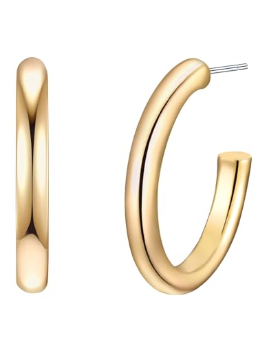 Yokoamii Damen Creolen Metall-Legierung gelbvergoldet 14 Karat Modeschmuckohrcreolen von Yokoamii