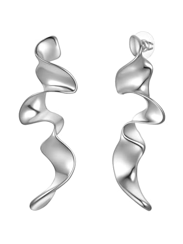 Yokoamii Damen Ohrhänger Metall-Legierung Silber-Optik Modeschmuckohrhänger gedreht von Yokoamii