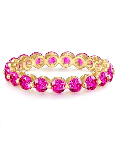 Yokoamii Damen Ring Metall-Legierung gelbvergoldet 14 Karat Glaskristall rosa Modeschmuckring von Yokoamii