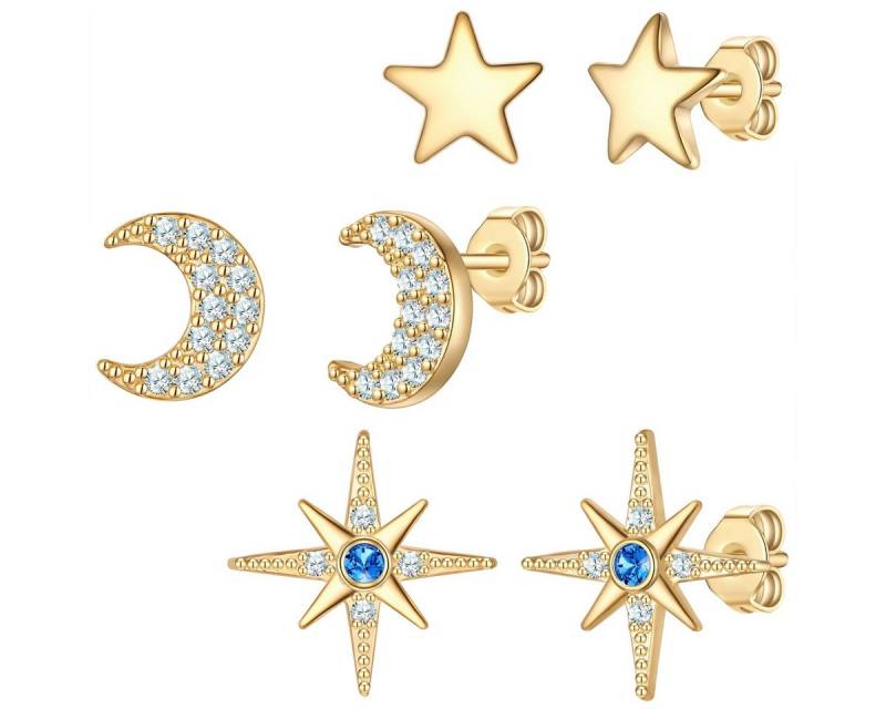 Yokoamii Paar Ohrstecker Mond/Sterne gelbgold von Yokoamii