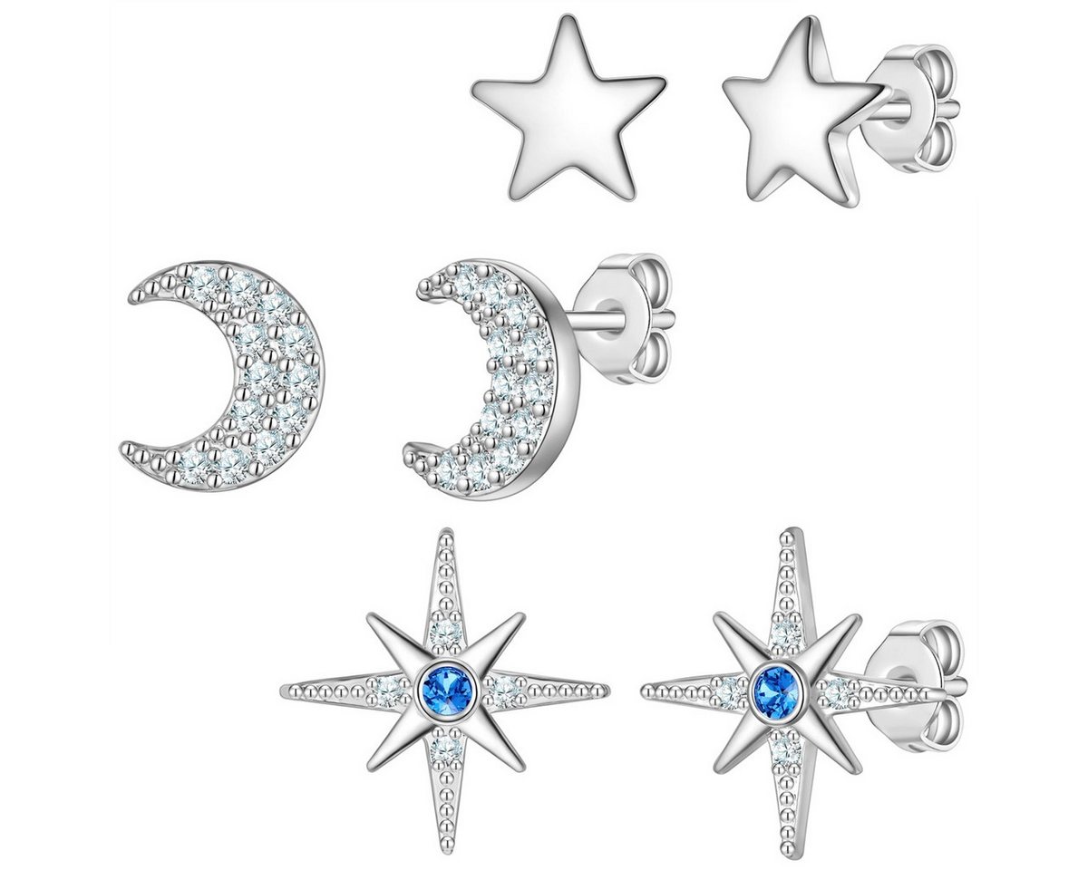 Yokoamii Paar Ohrstecker Mond/Sterne silber von Yokoamii