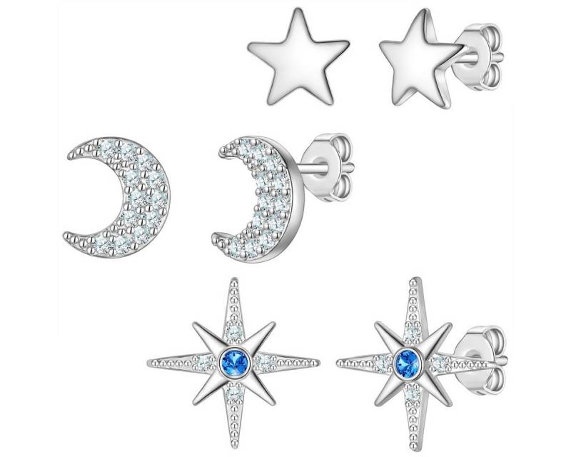 Yokoamii Paar Ohrstecker Mond/Sterne silber von Yokoamii