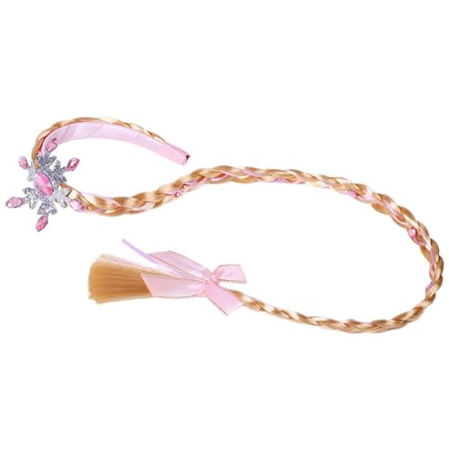 Yokomu A Prinzessinnen-PerüCken, Lange Geflochtene PrinzessinnenperüCke, StirnbäNder für MäDchen, Cosplay, Prinzessinnen-Haarteil, Kopfschmuck, Rosa von Yokomu