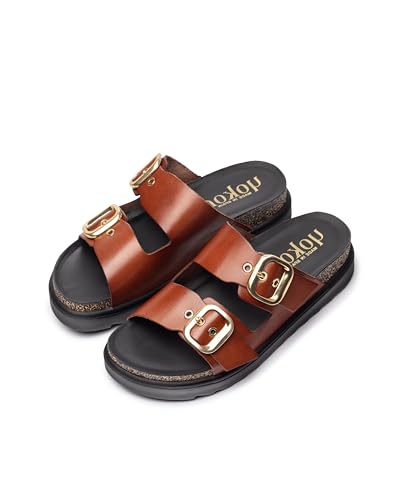 Yokono GEMÜTLICH Y ELEGANTE SLIPPER DAMEN TUNEZ-130 Glattleder BRAUN NUEZ talla numeric_40 von Yokono