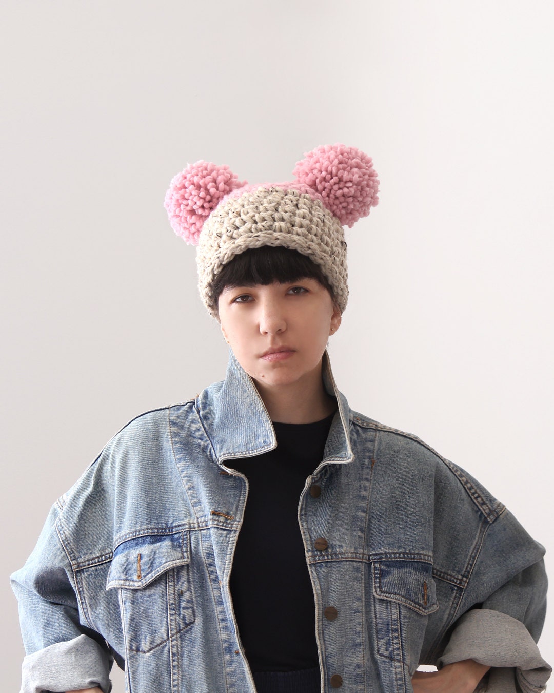 Der Double Dipped Hat in Baby Soft Pink Und Haferkeks von Yokoo