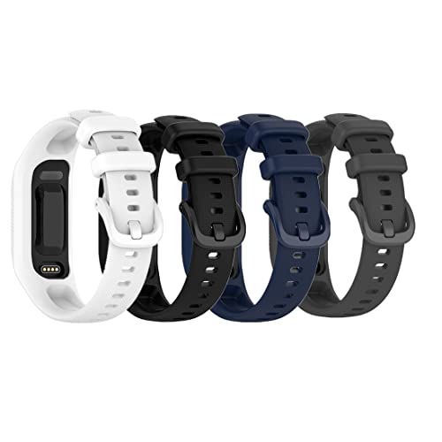 Yoktburu 4 Pack Armband Kompatibel mit Garmin Vivosmart 5, Einstellbar Silikon Armbänder Sport Band Ersatzarmband für Vivosmart 5 für Damen und Herren (L, Weiß+Schwarz+Blau+Grau) von Yoktburu