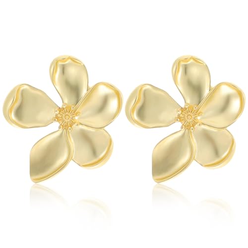 1 Paare Blumen Ohrringe Gold Blumen Tropfen Blumenohrringe Modeschmuck Ohrringe Boho Statement Flower Earrings Hochzeit Ohrschmuck für Damen Mädchen und Frauen von Yolev