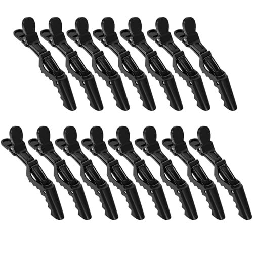 15 Stück Abteilklammern Friseur Styling Haarklammern Kunststoff Hair Clips Haar Klammern Krokodil Haarspangen Professionelle Haarklipse Damen Friseur Zubehör für Salon (Schwarz) von Yolev