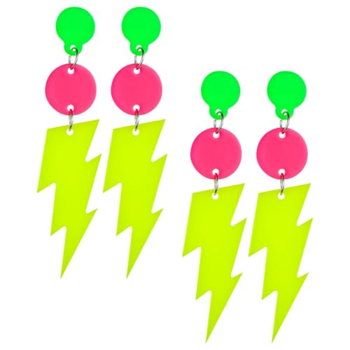 2 Paar Neon Ohrringe Damen Acryl Ohrringe 80er 90er Jahre Neon Quastenohrringe Halloween Vintage Ohrhänger Mädchen Hängende Ohrstecker für Halloween Mottoparty Maskerade Kostümparty (Gelb) von Yolev