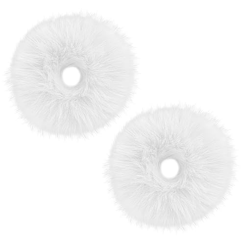 2 Stück Dicke Haargummis Damen Pompom Haargummi Scrunchie Niedliches Plüsch Fuzzy Haargummis Pferdeschwanz Plüsch Zopfgummis Scrunchies Haarschmuck für Mädchen Cosplay Halloween (Weiß) von Yolev