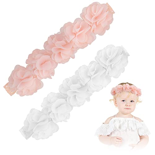 2 Stücke Baby Haarband Chiffon Blume Stirnband Blume Krone Baby Haarschmuck Neugeborenes Baby Kleinkind Kinder Neugeborenes Haarreifen Floral Geburtstag Haarband Baby Mädchen von Yolev