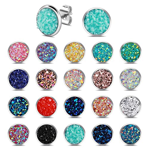 20 Paar Ohrstecker Set Runde Druzy Edelstahl Ohrstecker Schmuck Boho Statement Ohrringe Modeschmuck Earrings Set Mädchen von Yolev