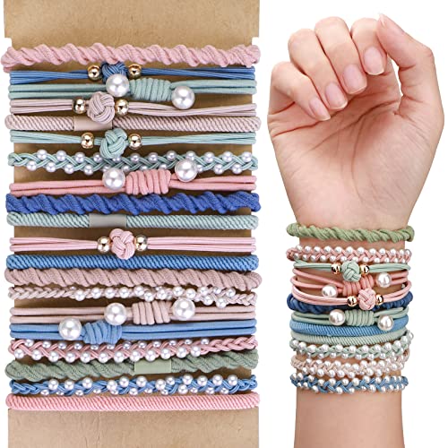 20 Stücke Boho Armband Haargummi Mädchen Stretch Pferdeschwanz Niedliche Armband Bellody Haargummi Bruchsicheres Haar Stretch Accessoires für Dickes Dünnes Haar Damen Boho Haargummis Armbänder von Yolev