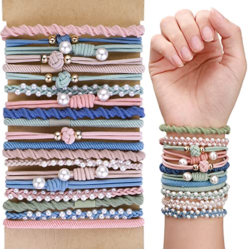 20 Stücke Boho Armband Haargummi Mädchen Stretch Pferdeschwanz Niedliche Armband Haargummi Bruchsicheres Haar Stretch Accessoires für Dickes Dünnes Haar Damen Boho Haargummis Armbänder von Yolev