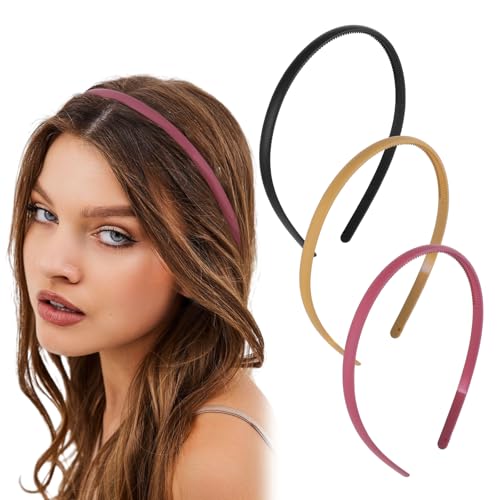 3 Stück Haarreifen Damen Dünn Kunststoff Stirnbänder mit Zähnen Dünne Matte Haarreif Rutschfeste mit Innenzähnen Einfache und Stirnband Dünn Geeignet für Männer und Frauen von Yolev