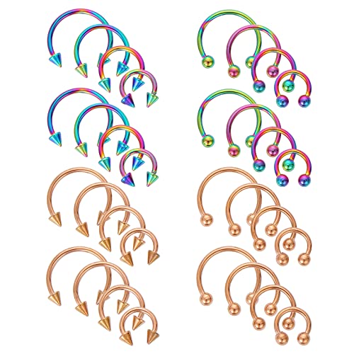 32 Stück Septum Piercing Hufeisenring Chirurgenstahl 16G Verschiedene Größen Septum Hufeisenohrringe Augenbrauenohrringe Creolen Lippen Hufeisen Piercing Damen Herren von Yolev