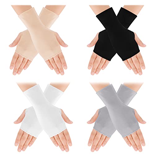 4 Paar Sunblock Fingerlose Handschuhe Sonnenschutzhandschuhe Damen Fingerless Gloves UV Schutz Handgelenklange Handschuhes Leichte Fingerlose Mädchen Anti Rutsch Sonnenschutz Fahren im Freien Sommer von Yolev