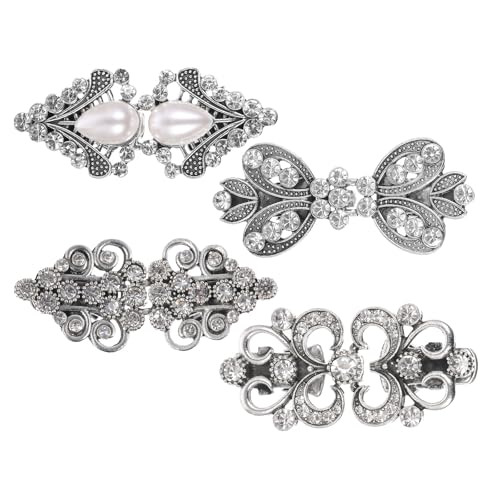 4 Stück Pullover Schal Clips Strass Vintage Cardigan Clip für Kleidung Umhang Knopf Hemd Strickjacke Schal Gürtelclip Schalkragen Knopf Hemd Vintage Waist Clip von Yolev