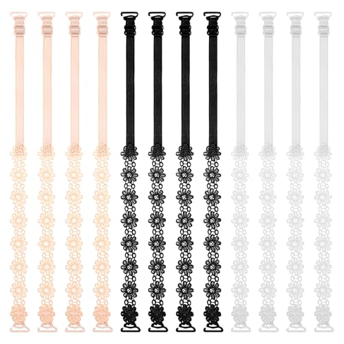 6 Paar Damen Bh-Träger, Verstellbar Blumen Ersatz Bh Spitze Schultergurte, Rutschfeste Elastisch Bh Abnehmbare Träger, Für Frauen Mädchen Dessous Tops Kleid (32 cm) von Yolev