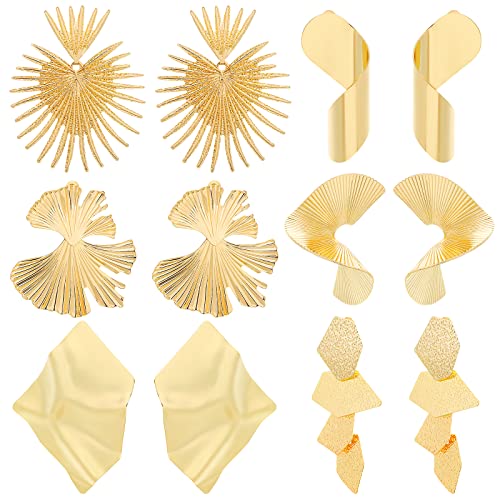 6 Paar Punk Gold Ohrringe Damen Goldene Statement Ohrringe Große Geometrische Ubertriebene Modeschmuck Ohrringe Sonne Einfache Ovale Creolen Hippie Ohrringe Damen Mädchenschmuck Hängeohrringe von Yolev