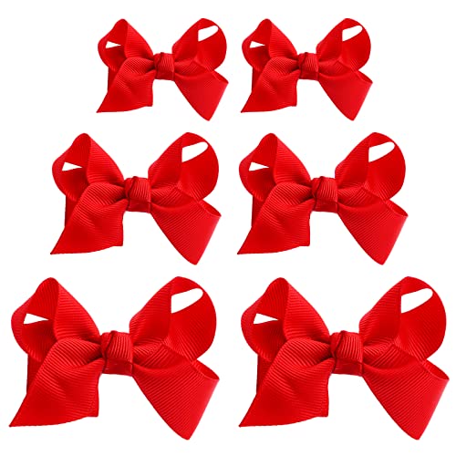 6 Stück Haarschleife Mädchen Haarspangen Rote Haarschleifen Damen Schleife Haar Accessoires Haarspangen für Teenager Mädchen Haarschmuck (15,2 x 2, 10,2 x 2, 7,6 x 2) von Yolev