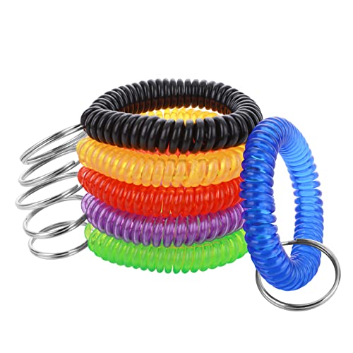 6 Stück Spiral Schlüsselanhänger Handgelenkspule Kunststoffspule Handgelenkschlaufe Stretchfeder Spiralspule Armband Garderobenmarken Handgelenk Schlüsselanhänger für Sauna Fitnessstudio Taucherei von Yolev