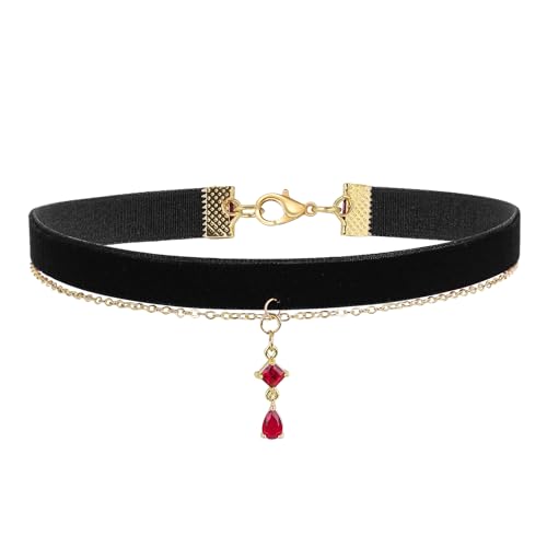 Choker Halsband Damen Schmuck Ketten aus Samt Schwarz Anhänger Joker Choker Kette Damen Geschichtet Samt Gothic Choker Halskette Vampir Accessoires Schmuck für Mädchen Frauen von Yolev