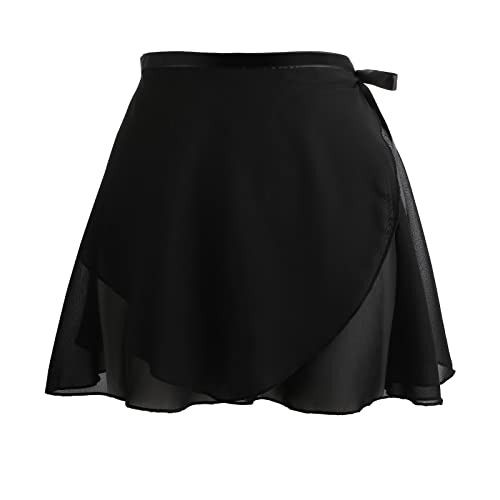 Damen Ballettrock Wickelrock Schwarz Chiffon Tanz Rock Verstellbare Taille Krawatten Gymnastik Ballettrock von Yolev