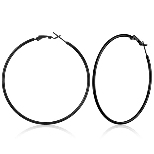 Große Schwarze Creolen für Damen - Edelstahl Ohrringe zum Selbermachen - Weinglas Charms für DIY Schmuckherstellung und Handwerk - 70mm von Yolev