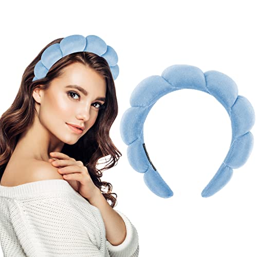 Damen Spa Stirnband Haarband Make up Haarband Weicher Schwamm Hautpflege Haarreifen Haarschmuck zum Waschen des Gesichts Make up Entferner, Dusche, Hautpflege (Blau) von Yolev